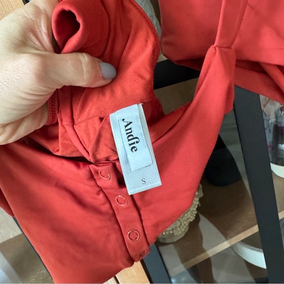 Andie Swim Bikini set The Snap scoop top high rise Bottom Eco Nylon Chili Pepper - Picture 5 of 13